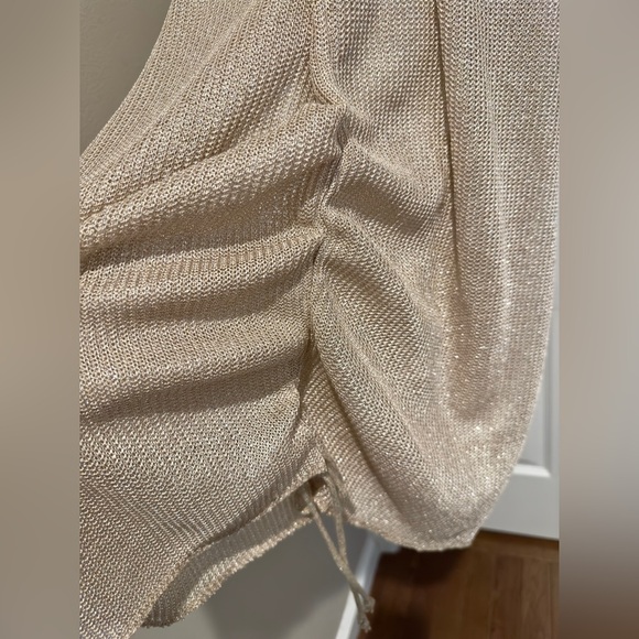 NWT PrettyLittleThing Gold Satin Cowl Neck Ruched Bodycon Mini Dress - Picture 2 of 8